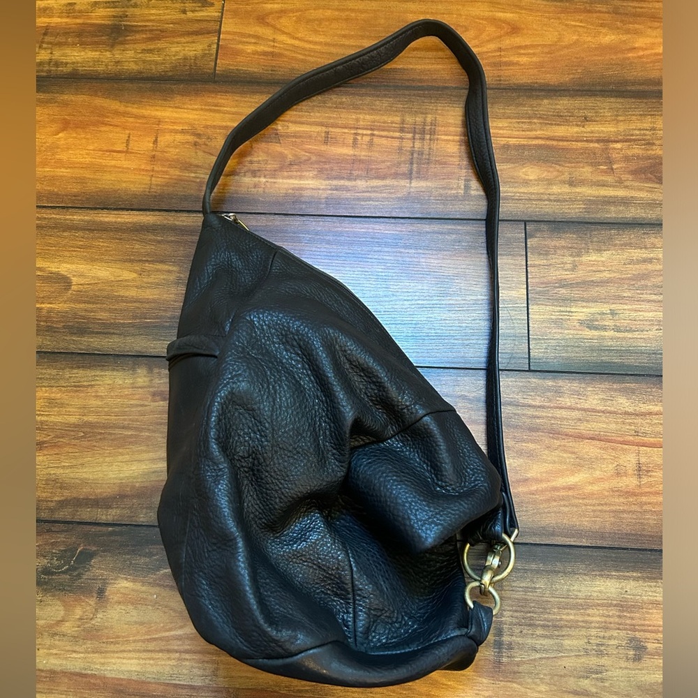 LIBAIRE Black Leather Convertible Crossbody Sling Bag USA Made